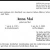 Mai anna 1915-2005 Todesanzeige